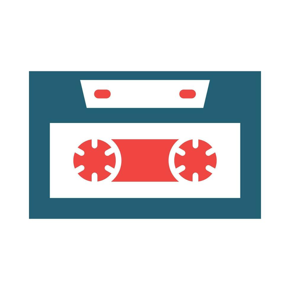 Cassette Glyph Two Color Icon For Personal And Commercial Use. vector