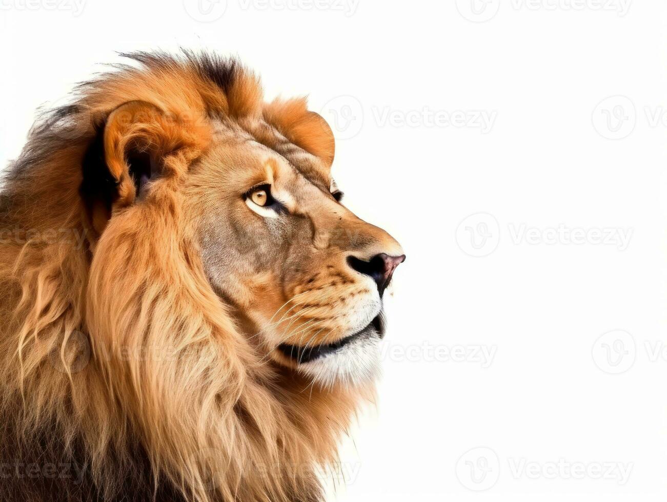 Close-up of A Lion Isolated on White photo