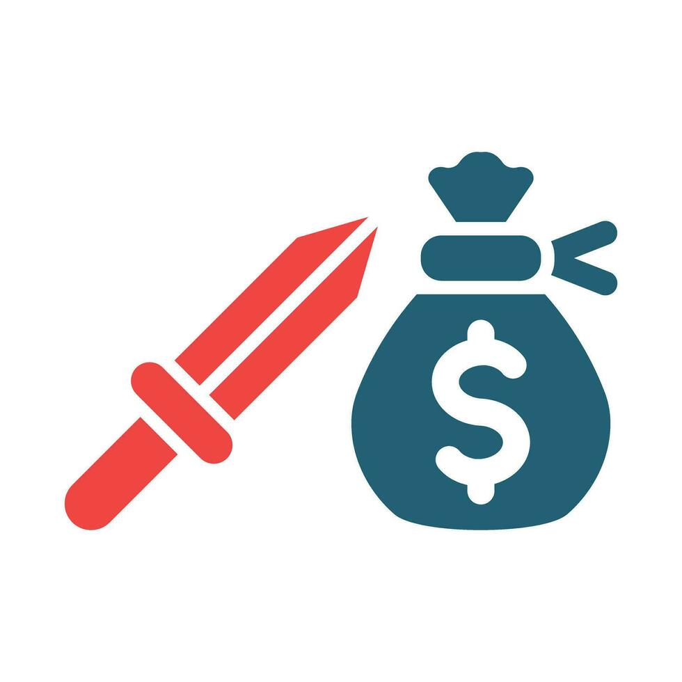 Extortion Glyph Two Color Icon For Personal And Commercial Use. vector