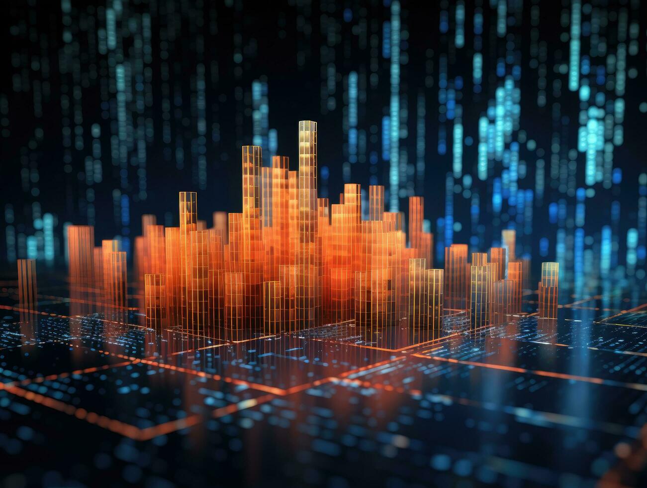 Abstract big data background with futuristic landscape photo