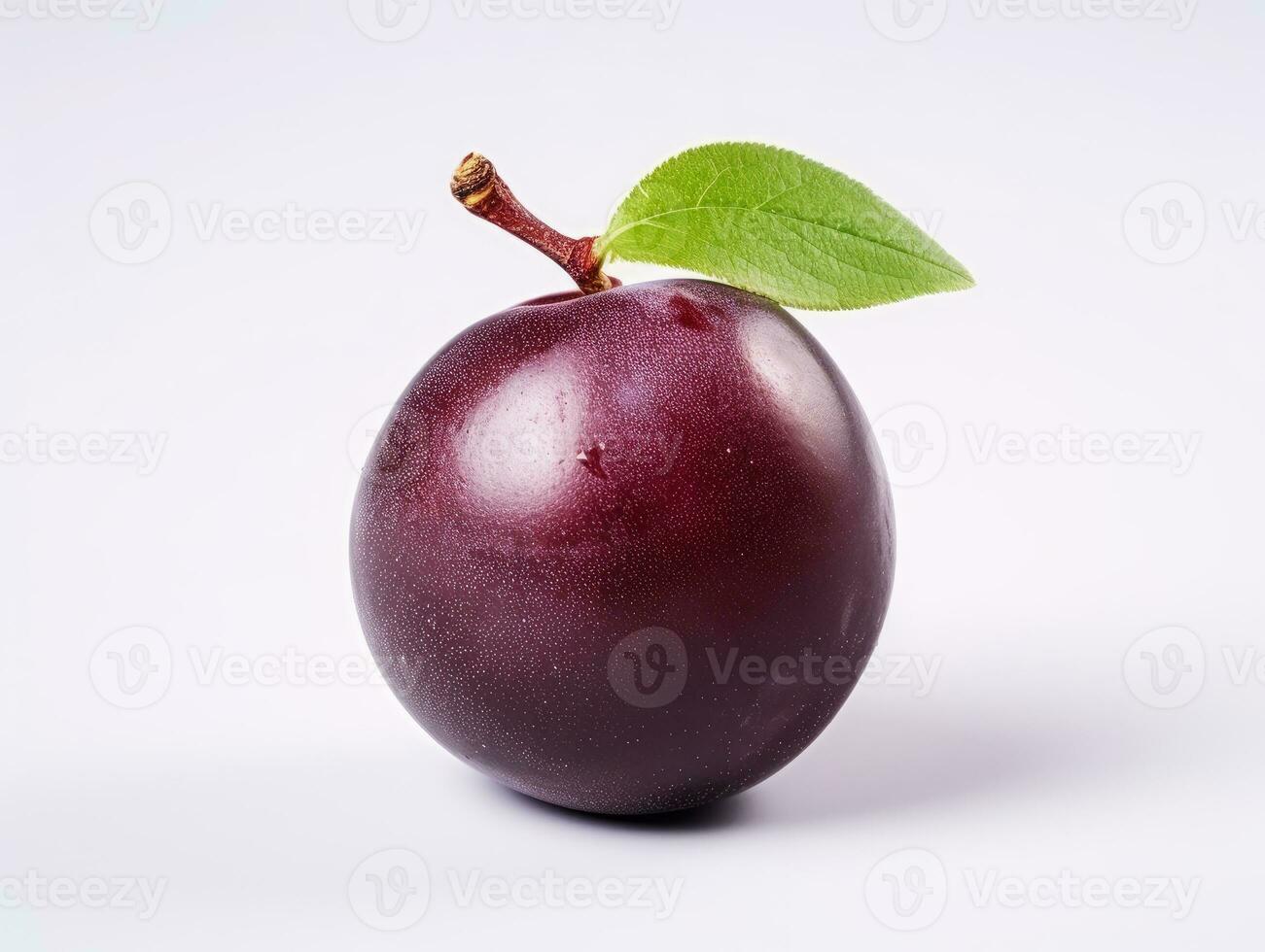 A plum fruit is isolated on a white background photo