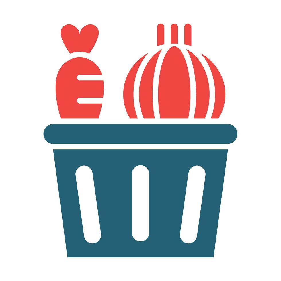 Vegetable Basket Glyph Two Color Icon For Personal And Commercial Use. vector