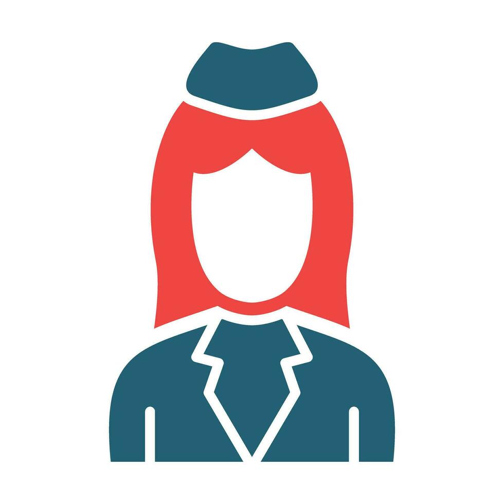 Flight Attendant Glyph Two Color Icon For Personal And Commercial Use. vector