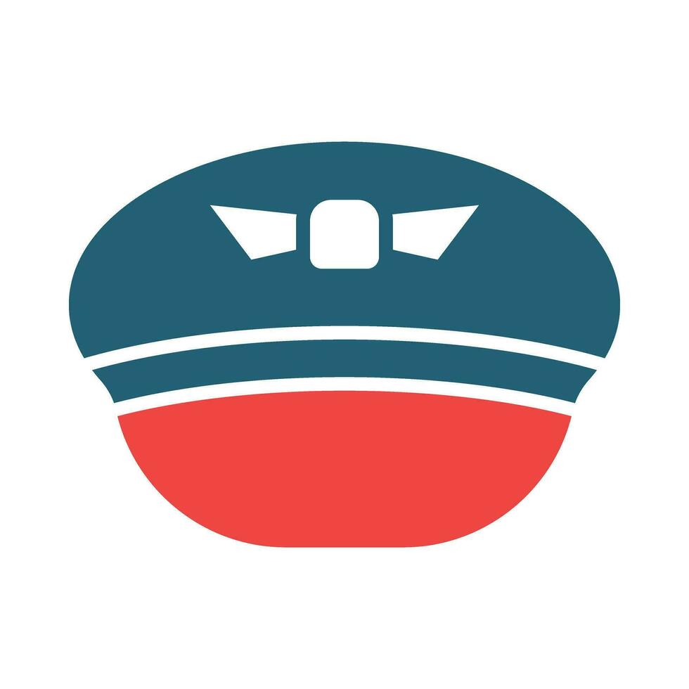 Pilot Hat Glyph Two Color Icon For Personal And Commercial Use. vector