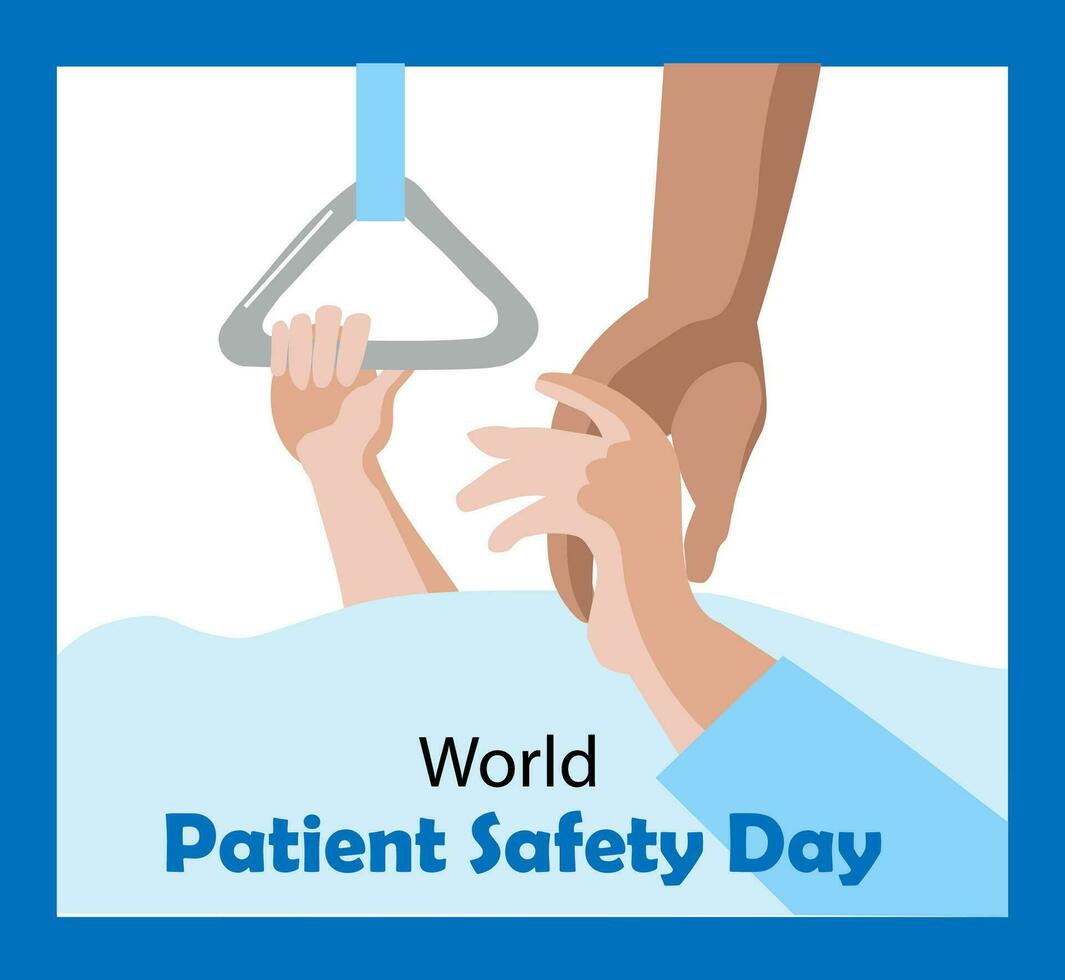World Patient Safety Day banner with patient and doctor hands vector