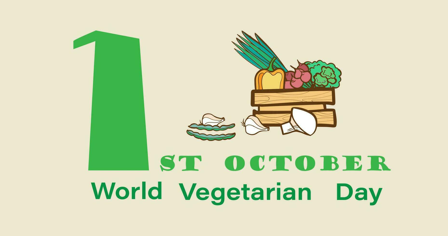 World Vegetarian Day card. Vegetables round composition with natural healthy food. Colorful hand drawn illustration in cartoon style. vector