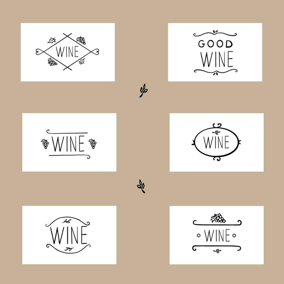 Hand-sketched typographic elements. Natural product labels. Suitable for ads, signboards, packaging and identity and web designs. Wine, bunch of grapes vector