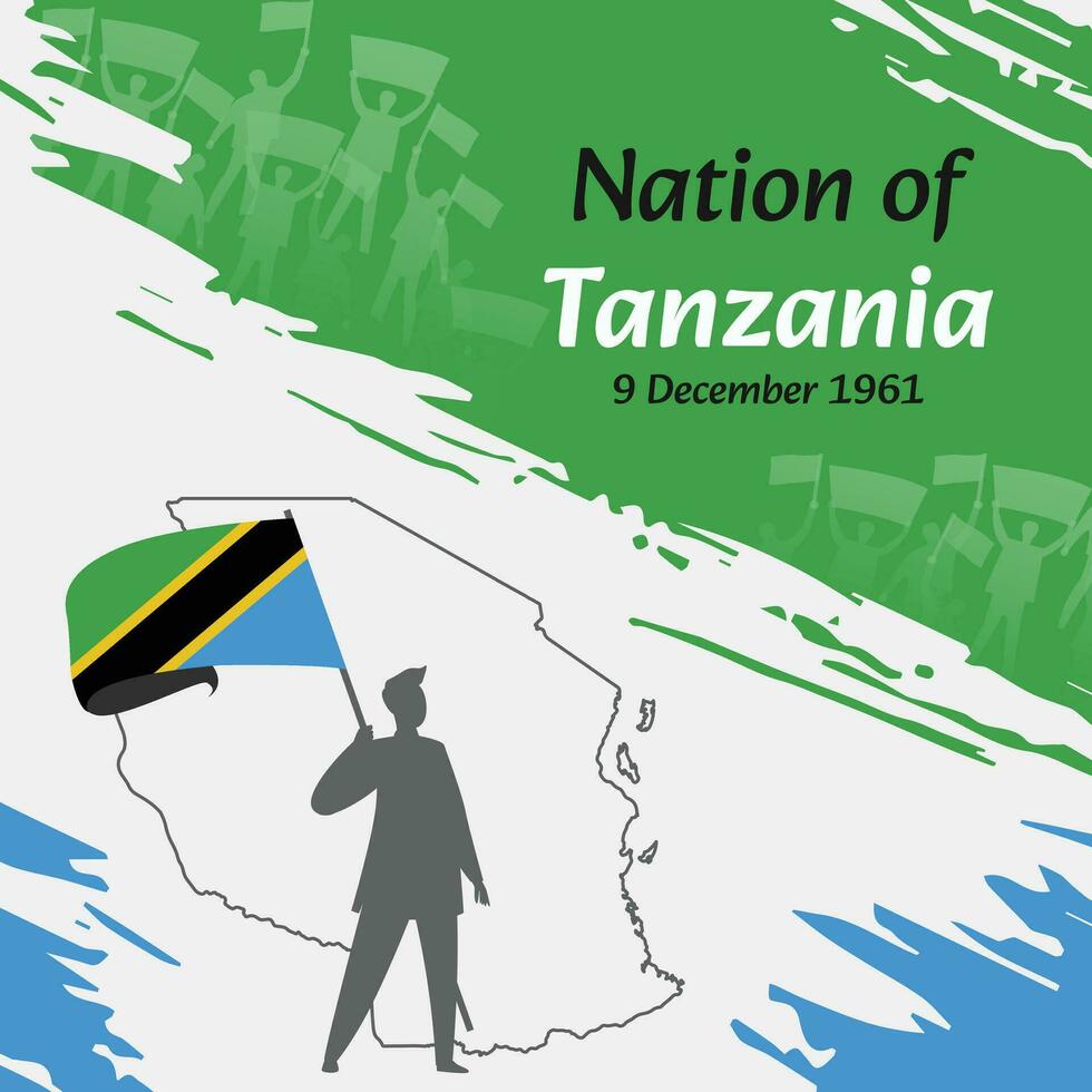 Tanzania Independence Day Post Design. December 9th, the day when Tanzanians made this nation free. Suitable for national days. Perfect concepts for social media posts, greeting card, cover, banner. vector