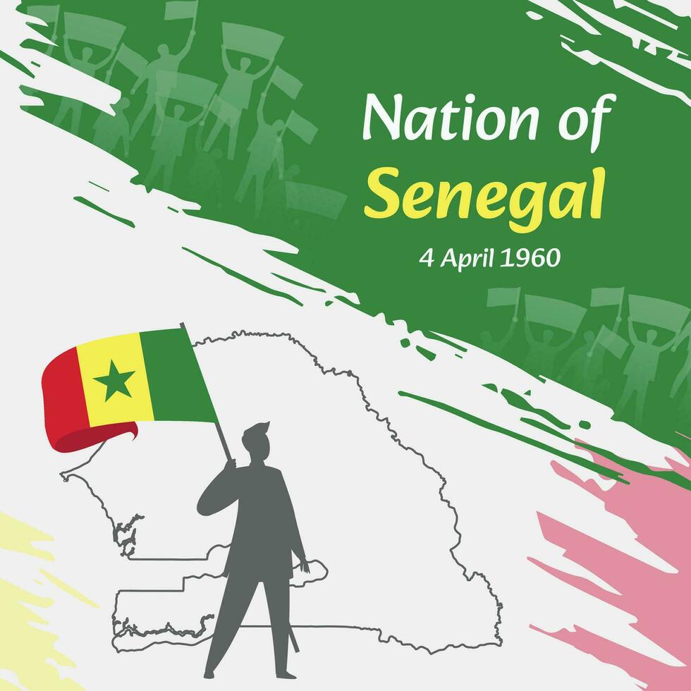 Senegal independencia día enviar diseño. abril 4to, el día cuando senegalés hecho esta nación gratis. adecuado para nacional días. Perfecto conceptos para social medios de comunicación publicaciones, saludo tarjeta, cubrir, bandera. vector