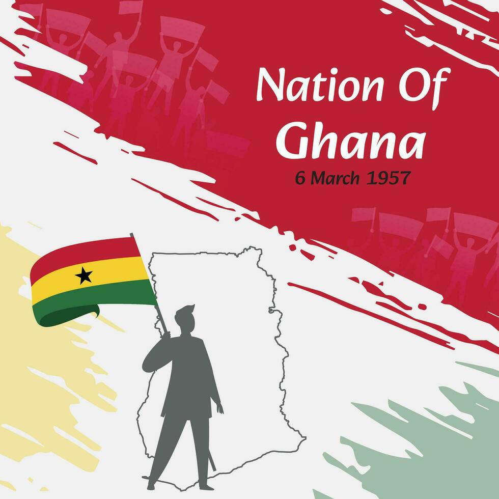 Ghana independencia día enviar diseño. marzo sexto, el día cuando ghaneses hecho esta nación gratis. adecuado para nacional días. Perfecto conceptos para social medios de comunicación publicaciones, saludo tarjetas, cubiertas, pancartas vector