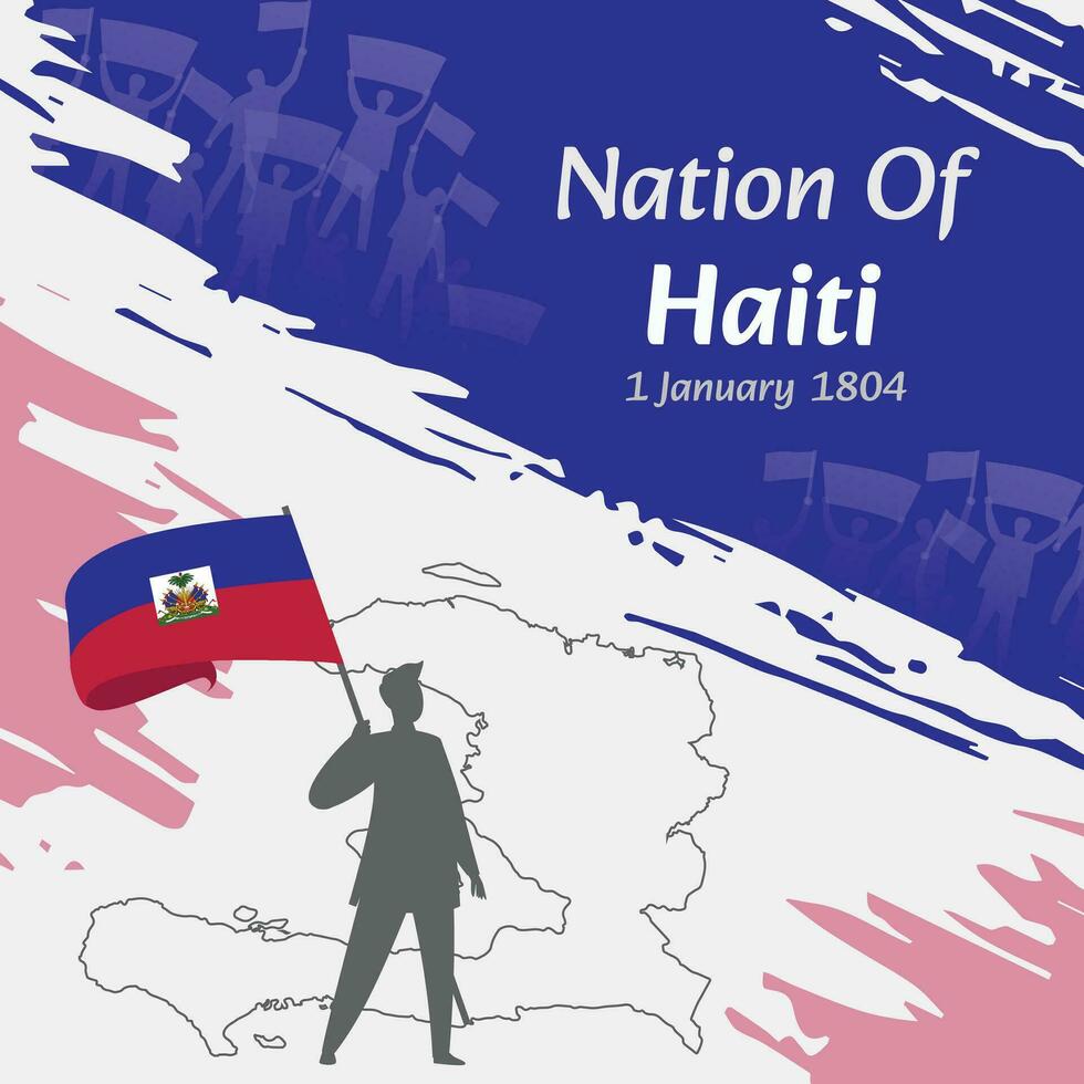 Haiti Independence Day Post Design. January 1st, the day when Haitians made this nation free. Suitable for national days. Perfect concepts for social media posts, greeting cards, covers, banners. vector