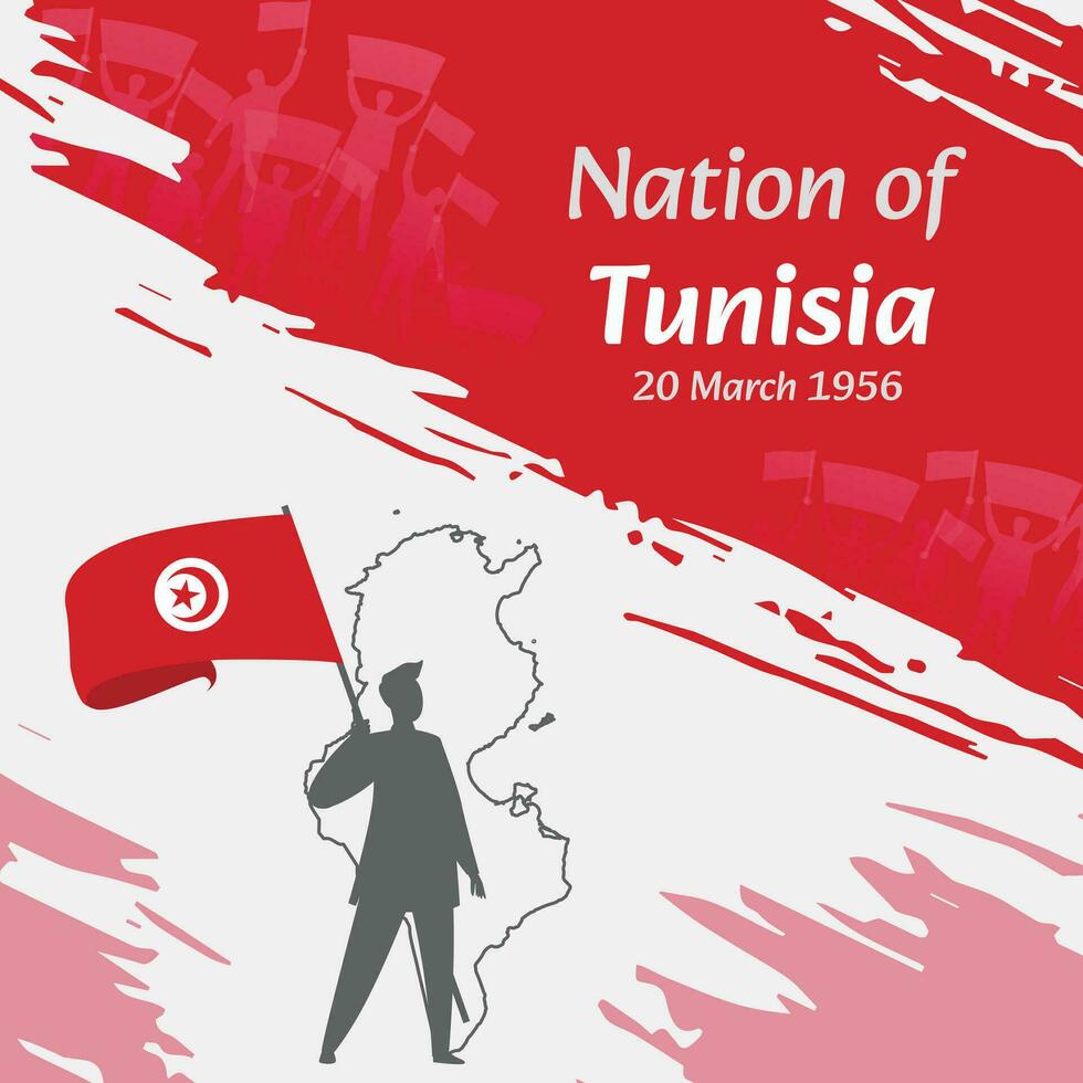 Túnez independencia día enviar diseño. marzo 20, el día cuando tunecinos hecho esta nación gratis. adecuado para nacional días. Perfecto conceptos para social medios de comunicación publicaciones, saludo tarjeta, cubrir, bandera. vector