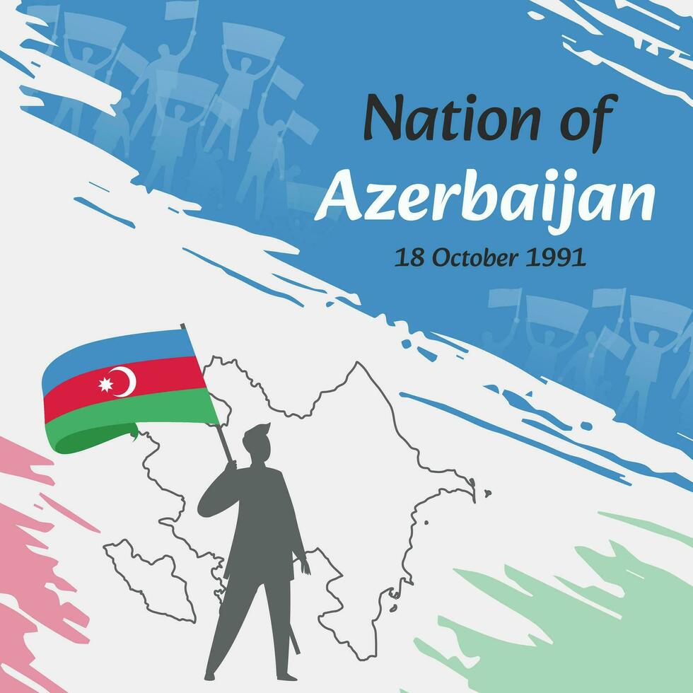 Azerbaijan Independence Day Post Design. October 18th, the day when Azerbaijanis made this nation free. Suitable for national days. Perfect concepts for social media post, greeting card, cover, banner vector