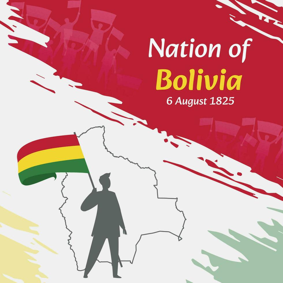 Bolivia Independence Day Post Design. August 6th, the day when Bolivians made this nation free. Suitable for national days. Perfect concepts for social media posts, greeting cards, covers, banners. vector