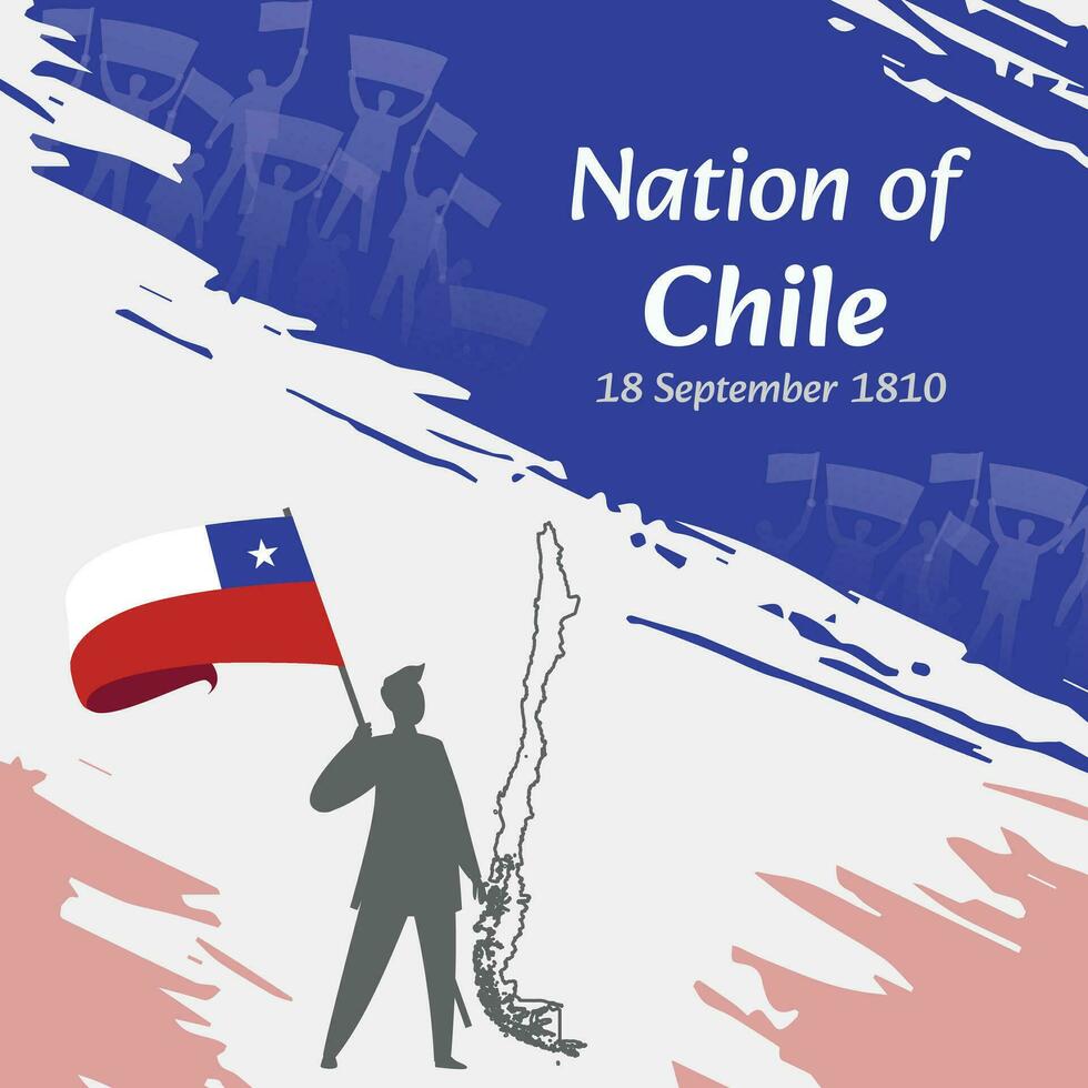 Chile Independence Day Post Design. September 18th, the day when Chileans made this nation free. Suitable for national days. Perfect concepts for social media posts, greeting cards, covers, banners. vector