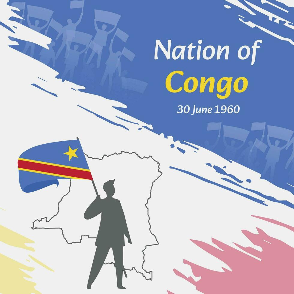 Congo Independence Day Post Design. June 30th, the day when Congolese made this nation free. Suitable for national days. Perfect concepts for social media posts, greeting cards, covers, banners. vector