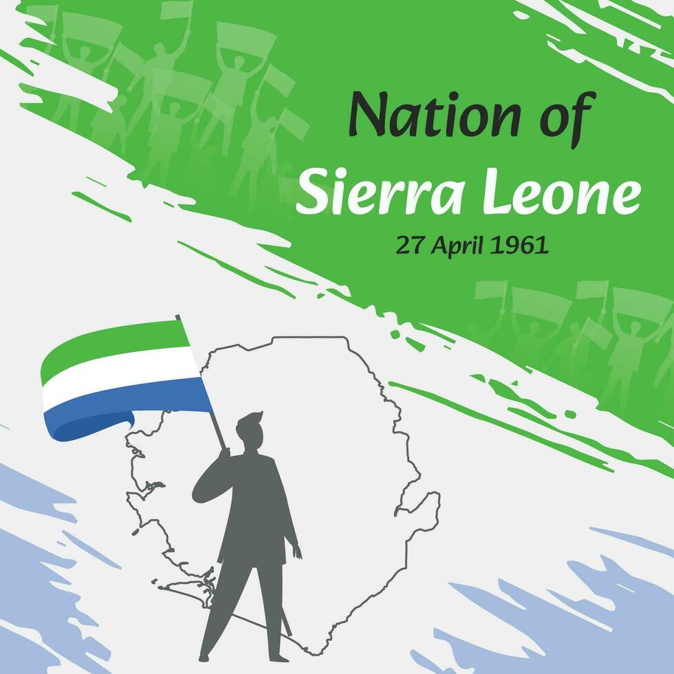 Sierra Leone Independence Day Post Design. April 27th, the day when Sierra Leoneans made this nation free. Suitable for national days. Perfect concepts for social media posts, greeting card, cover. vector