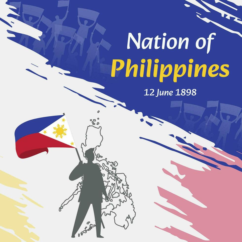Filipinas independencia día enviar diseño. junio 12, el día cuando filipinos hecho esta nación gratis. adecuado para nacional días. Perfecto conceptos para social medios de comunicación publicaciones, saludo tarjeta, cubrir, bandera. vector