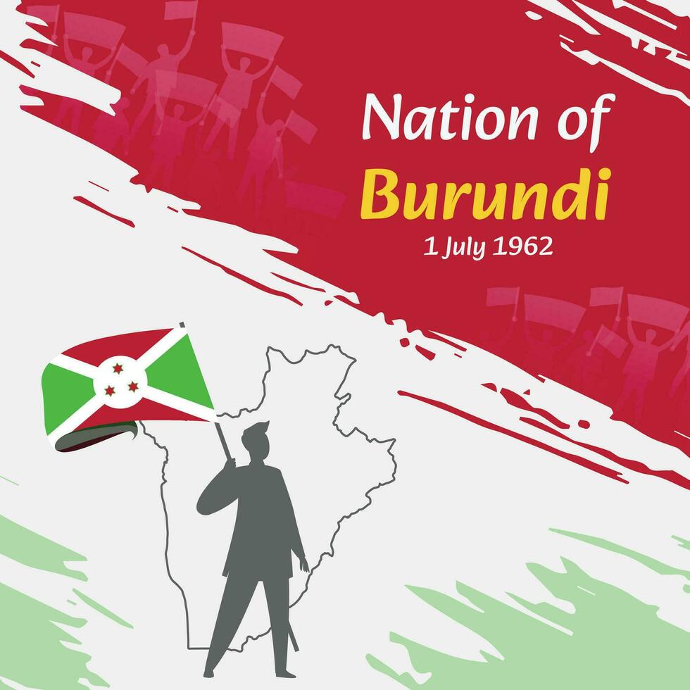 Burundi independencia día enviar diseño. julio 1º, el día cuando burundeses hecho esta nación gratis. adecuado para nacional días. Perfecto conceptos para social medios de comunicación publicaciones, saludo tarjetas, cubiertas, pancartas vector