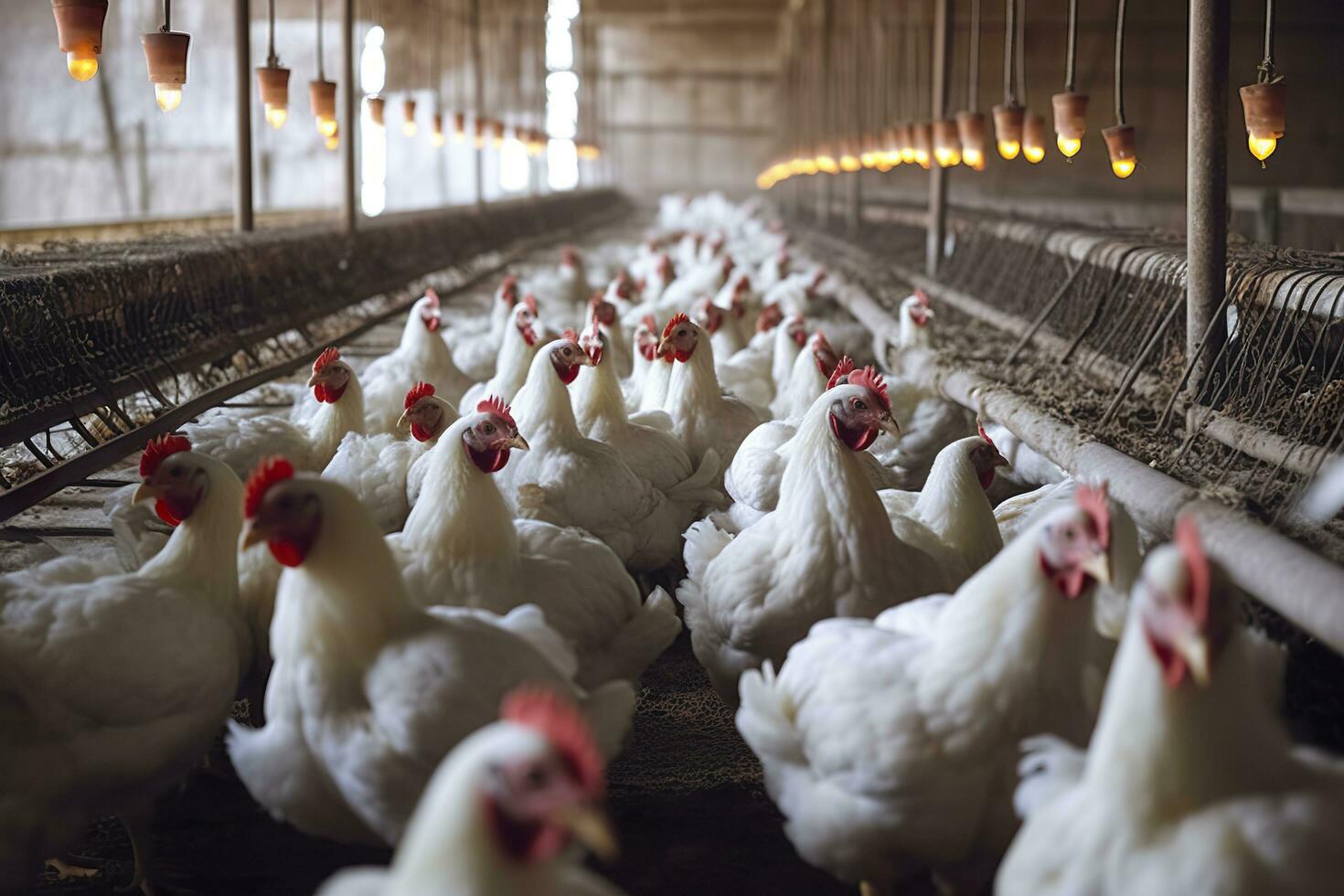 pollo granja para creciente parrilla pollos a el años de uno y un medio meses, ai generativo foto