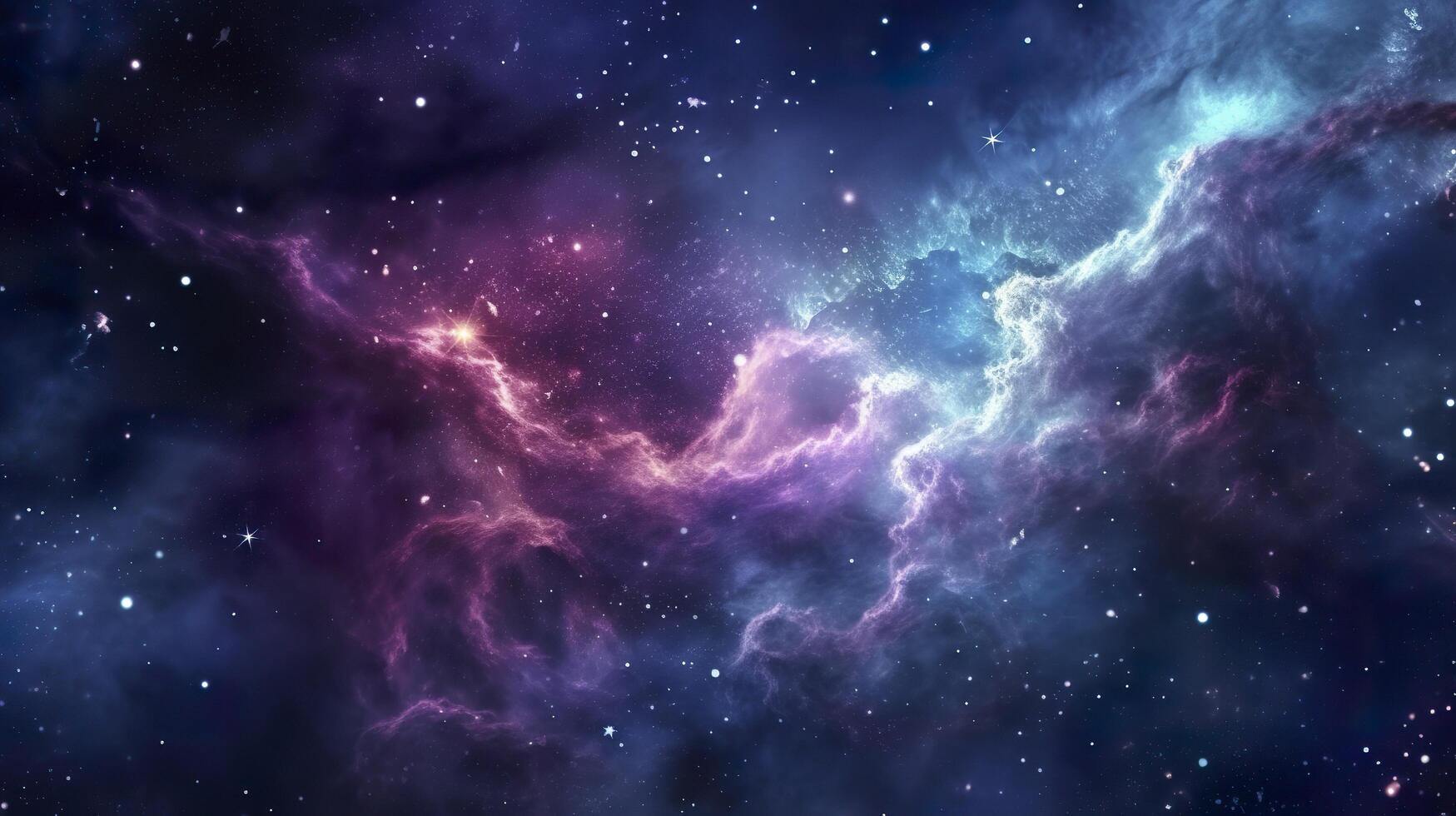 Nebula Galaxy Background With Purple Blue Outer Space. Cosmos Clouds And Beautiful Universe Night Stars. AI Generative photo