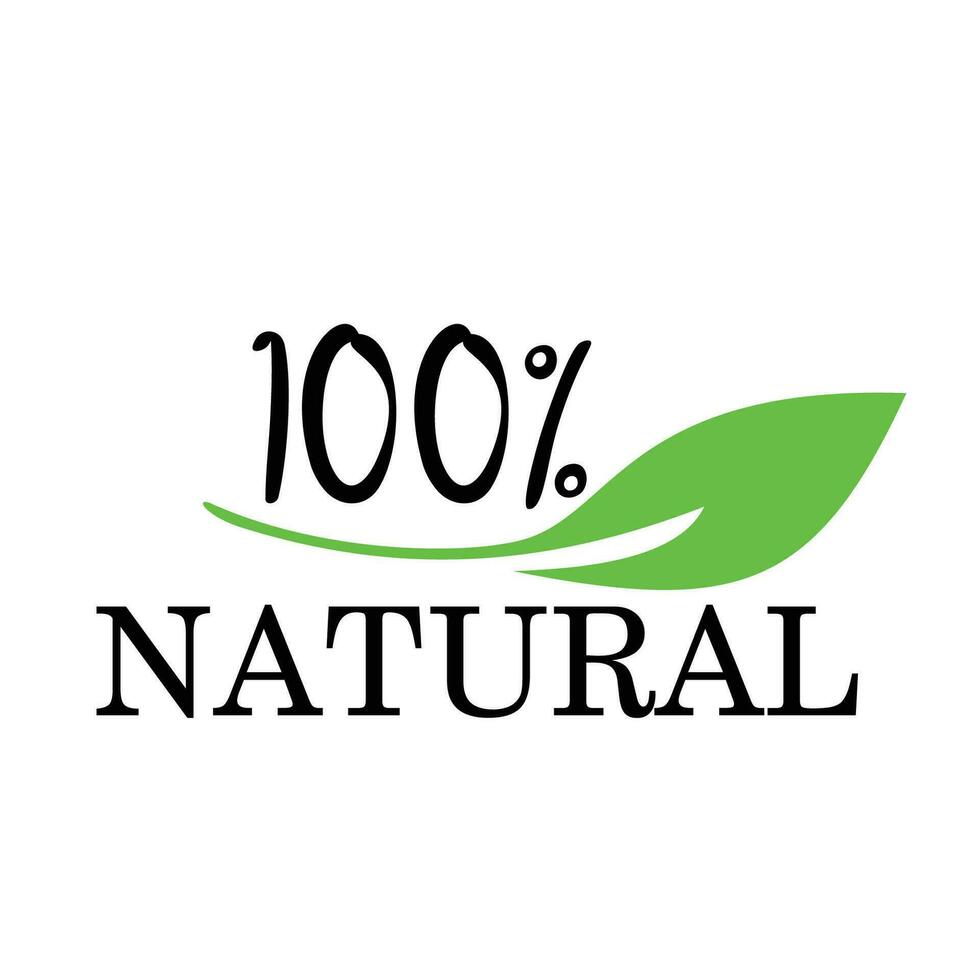 100 por ciento natural etiqueta diseño. eco producto firmar y símbolo. vector