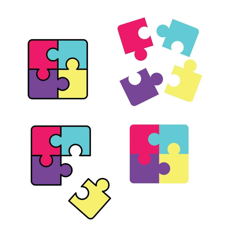 set of puzzle design. business teamwork sign and symbol. vector