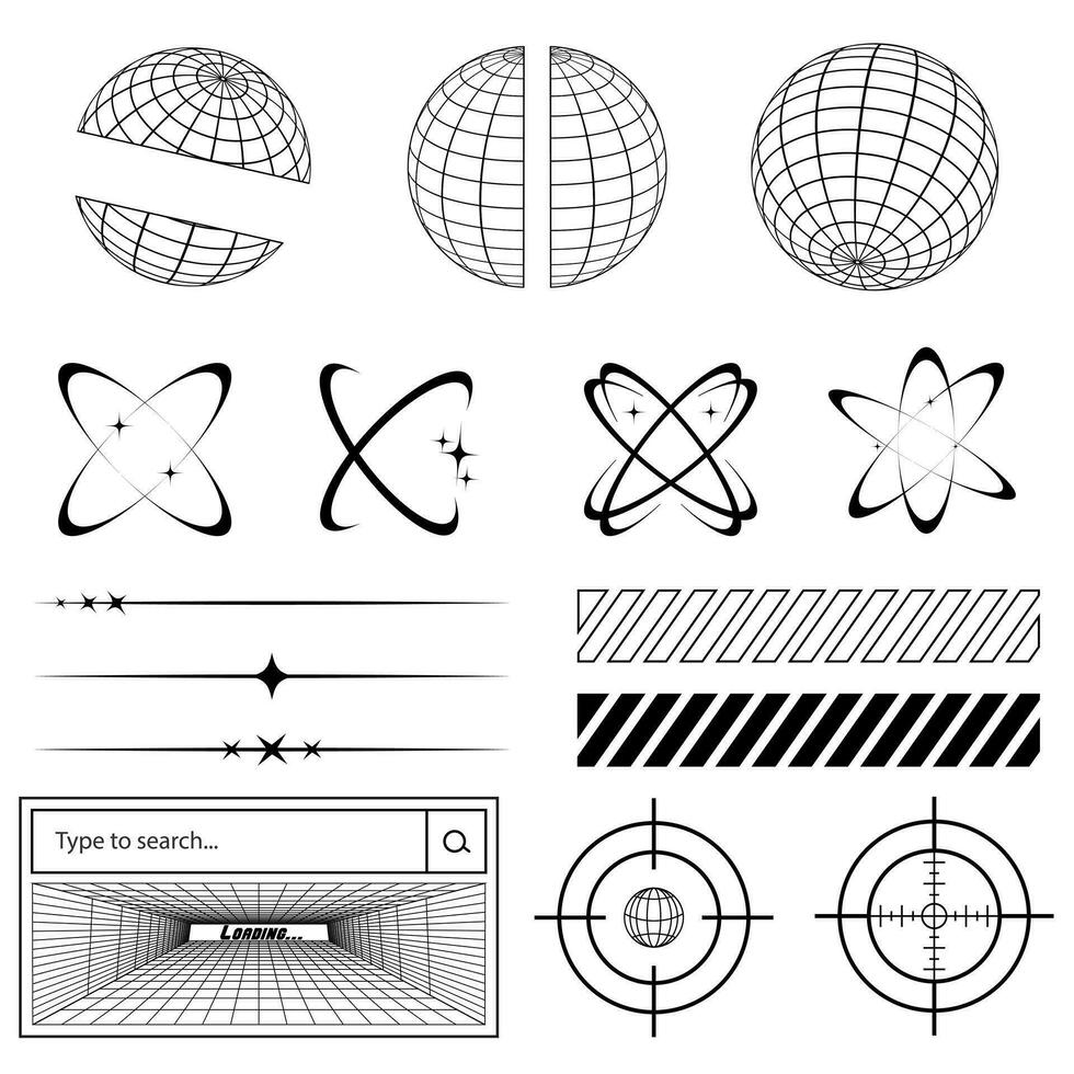 Y2K element design, Abstract graphic geometric, street wear style for fashion design vector