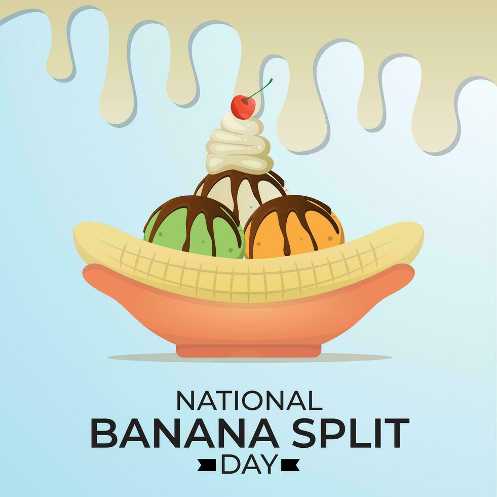 vector graphic of National Banana Split Day good for National Banana