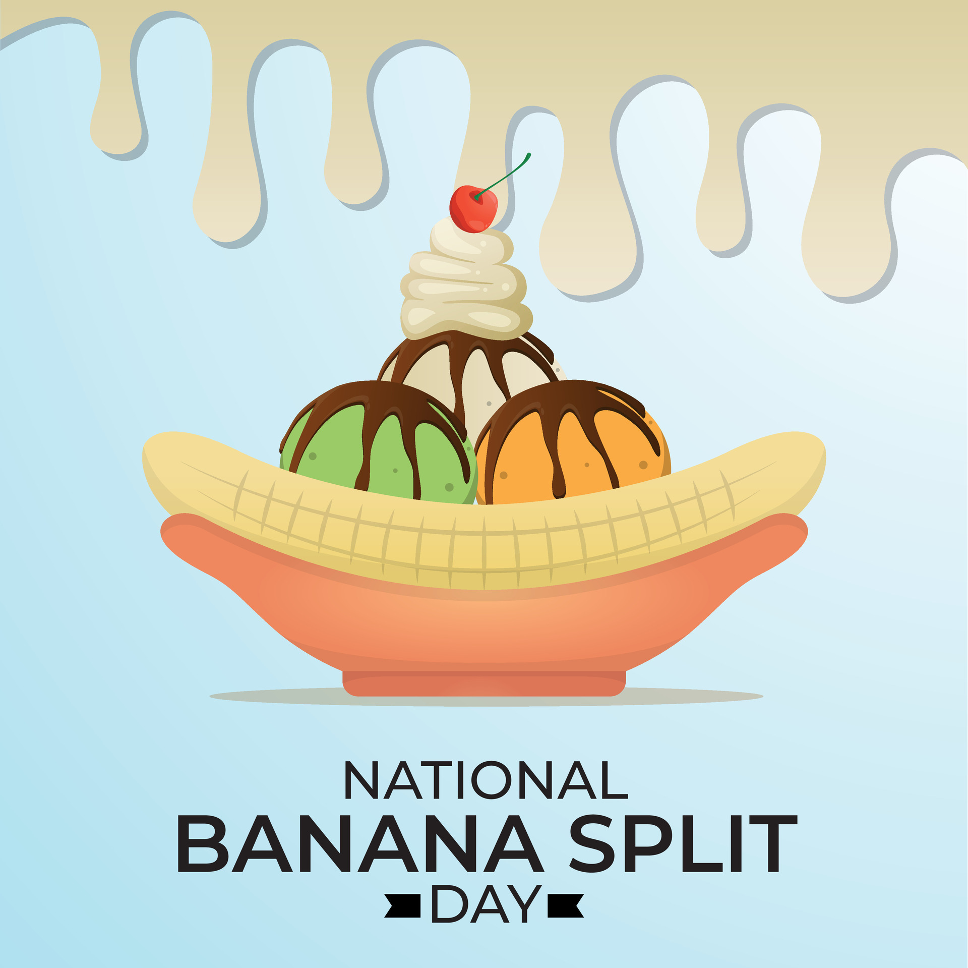 vector graphic of National Banana Split Day good for National Banana
