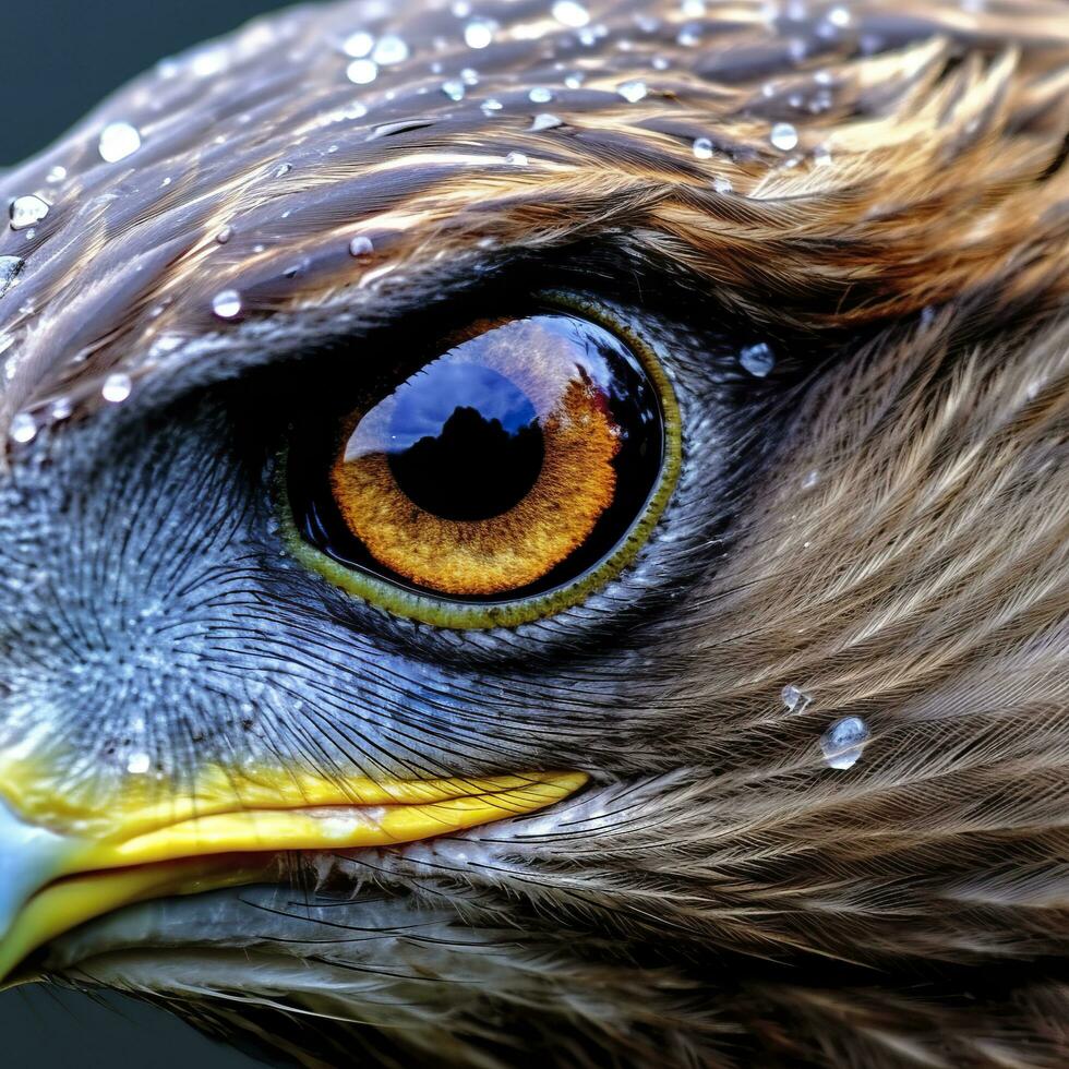 águila ojo. un cerca Mira a el visión de el Rey de aves. ai generativo foto