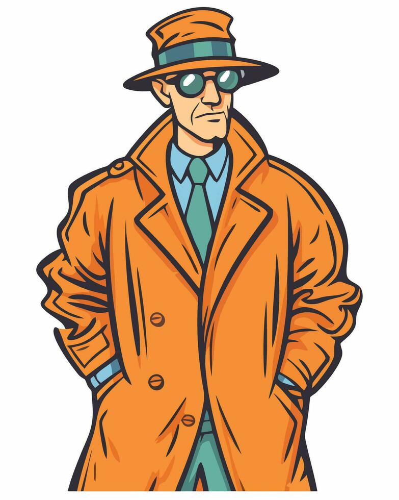 mysterious man in trench coat vector