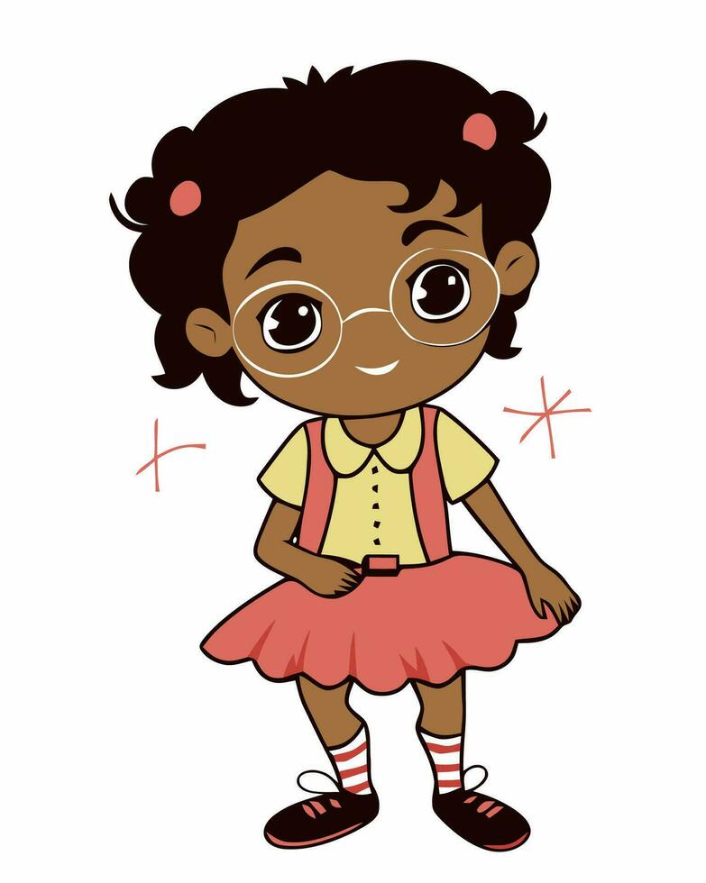 a cartoon girl wearing glasses and a skirt vector