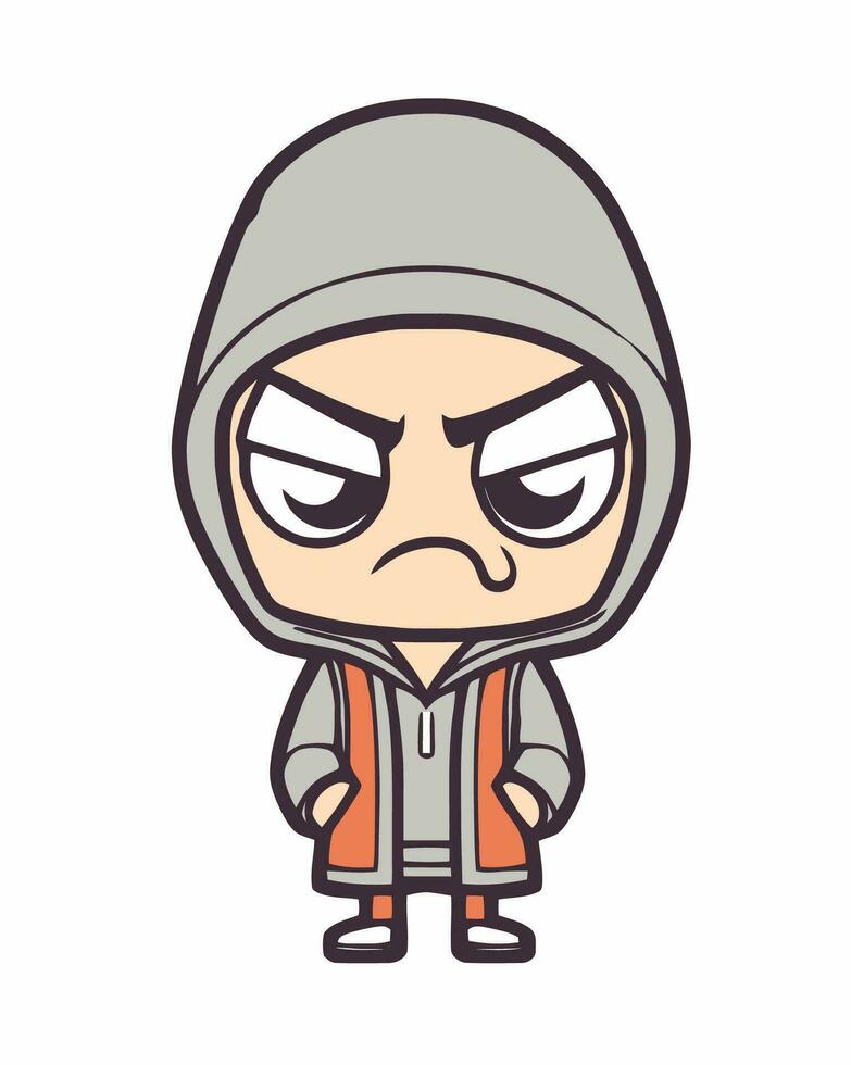 cartoon character with hoodie and jacket vector