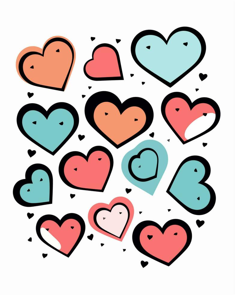 grupo de dibujos animados corazones vector