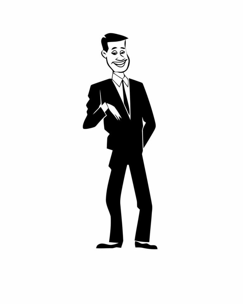 a black and white illustration of a man in a suit vector