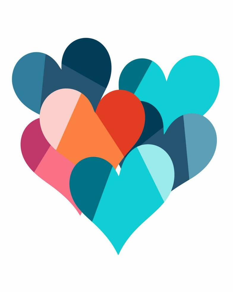 bundled colorful hearts vector