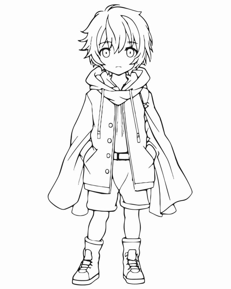 anime boy coloring pages 26843094 Vector Art at Vecteezy