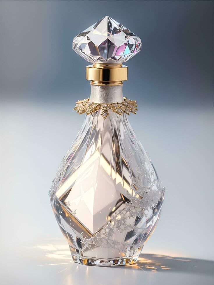 Stylish perfume bottles that are beautiful, elegant, modern and sparkling. It is suitable for product photo promotion or as a poster element. AI image generate.