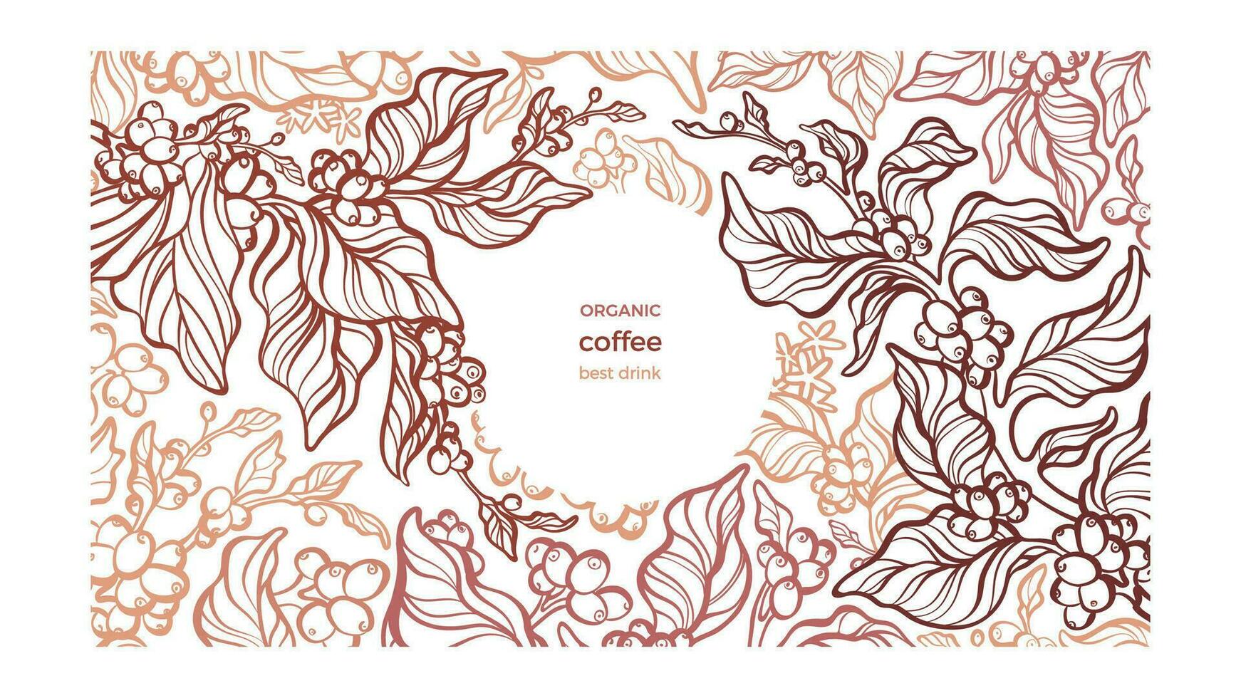 Coffee template. Graphic plantation, branch, bean vector