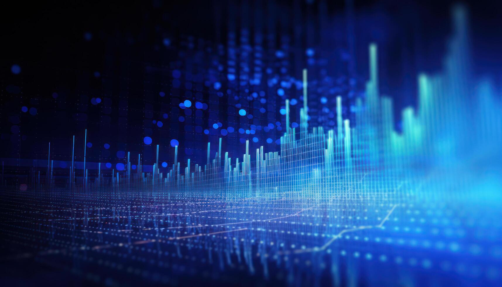 Business candle stick graph chart of stock market investment trading on blue background. Bullish point, up trend of graph. Economy design. photo