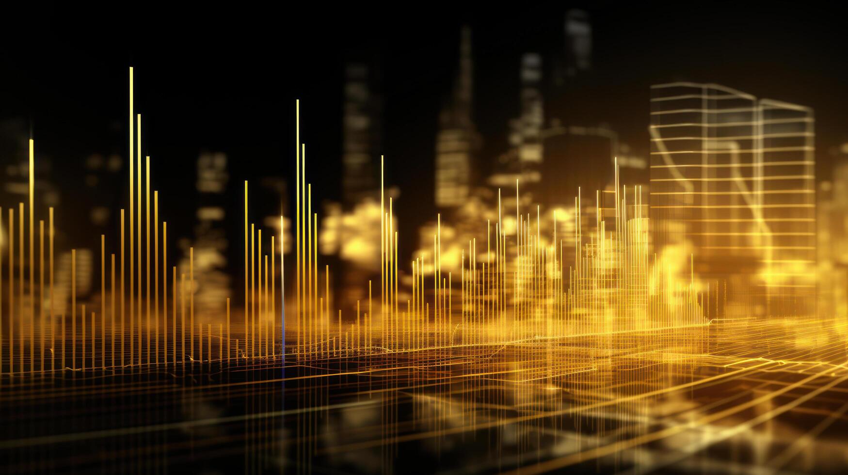 Business candle stick graph chart of stock market investment trading on gold background. Bullish point, up trend of graph. Economy design. photo