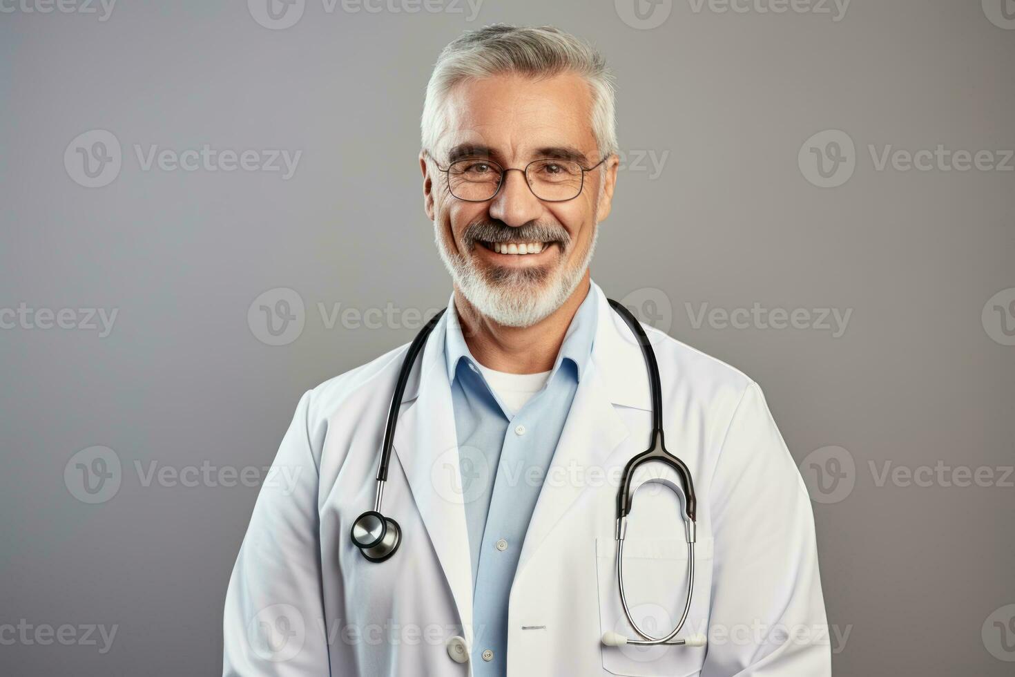 Portrait of young doctor or nurse male with uniform on studio background. Medical man concept. AI Generated photo