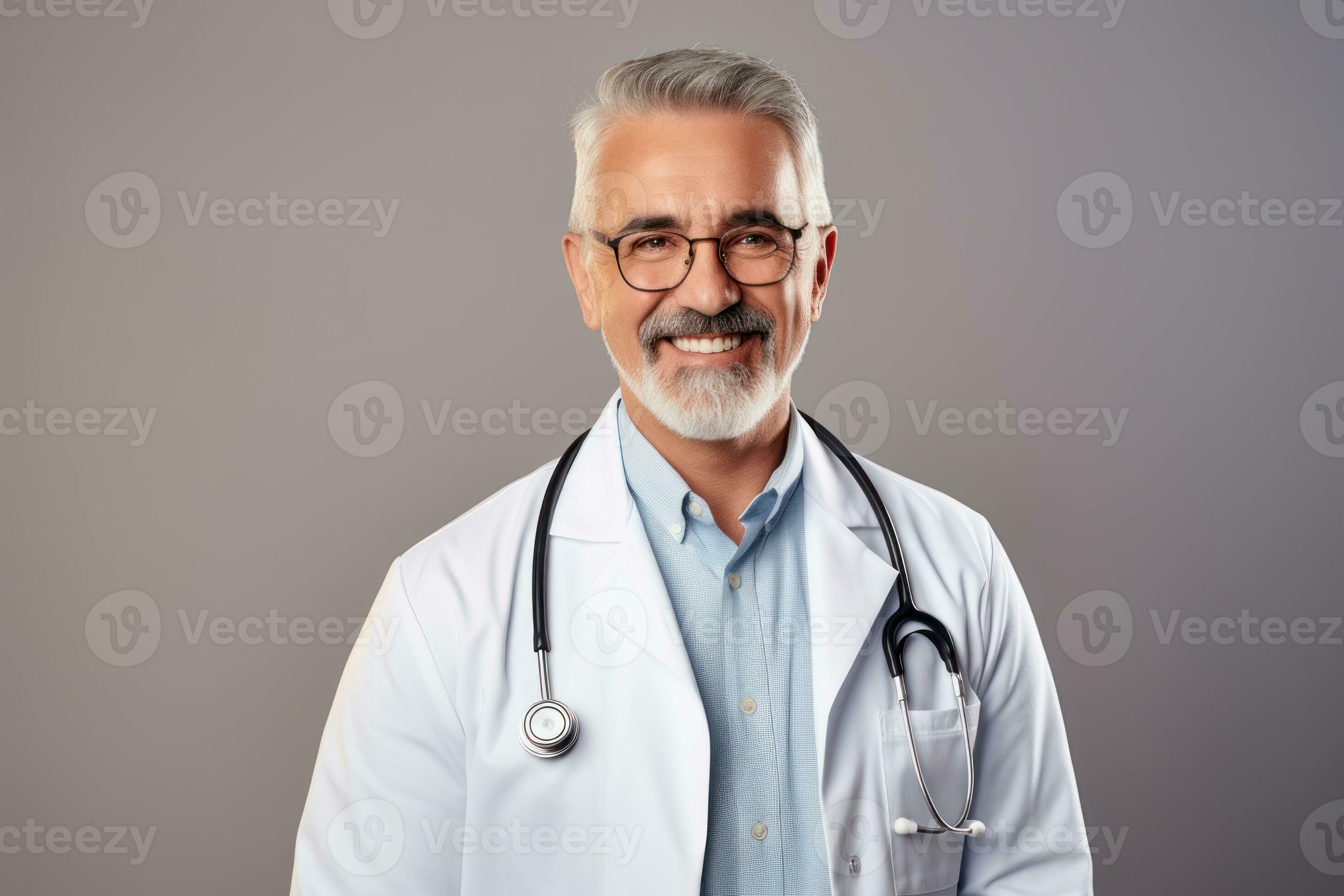 Portrait of young doctor or nurse male with uniform on studio ...
