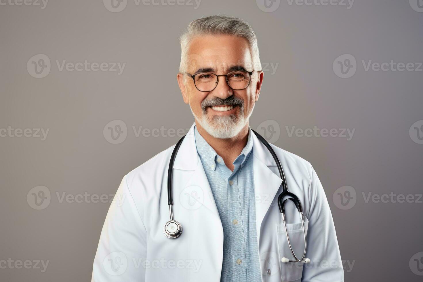 Portrait of young doctor or nurse male with uniform on studio background. Medical man concept. AI Generated photo
