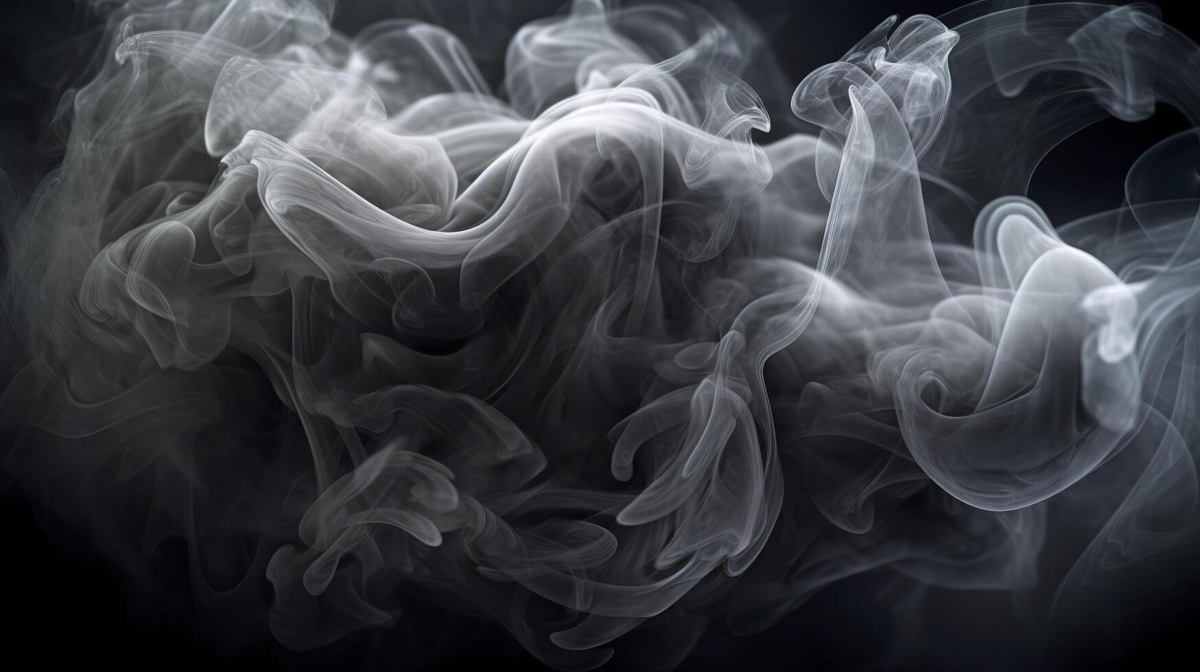 The close up view reveals the mesmerizing patterns and textures within the smoke, The ethereal quality of the smoke against the dark background. AI Generative photo