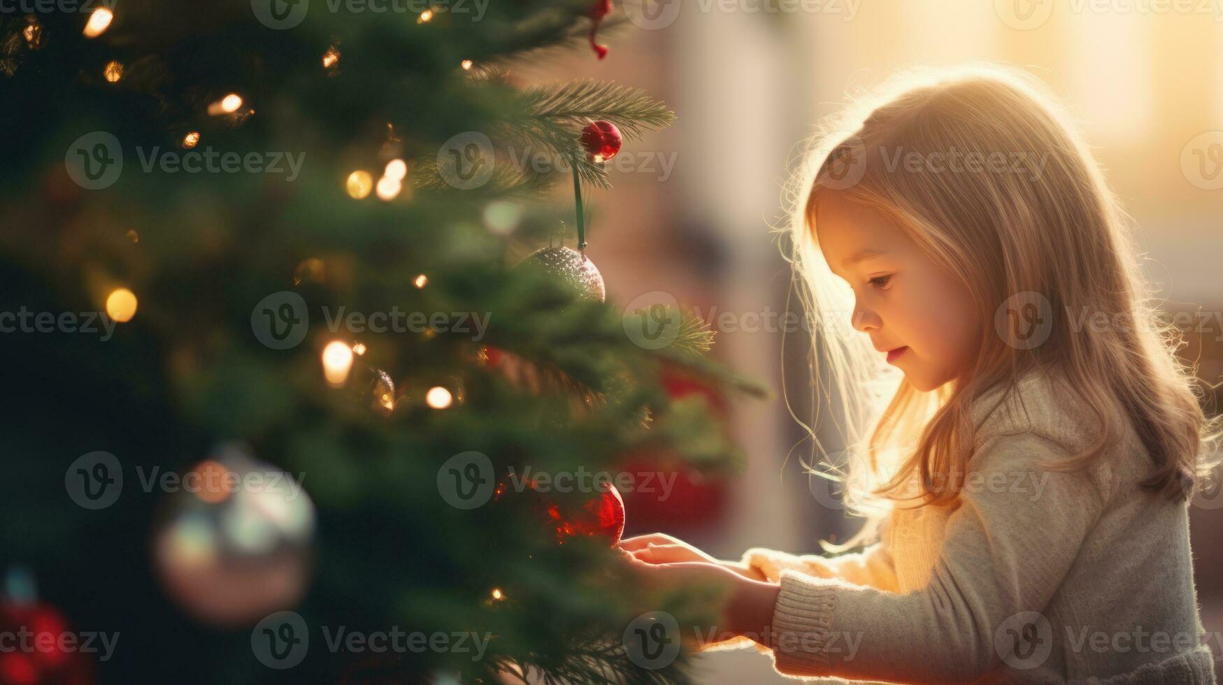 La Pequeña Niña Linda Es 2 Años Que Se Sientan Cerca Del Árbol De Navidad Y  Que Miran El Calendario. 31 De Diciembre. Fotos, retratos, imágenes y  fotografía de archivo libres de