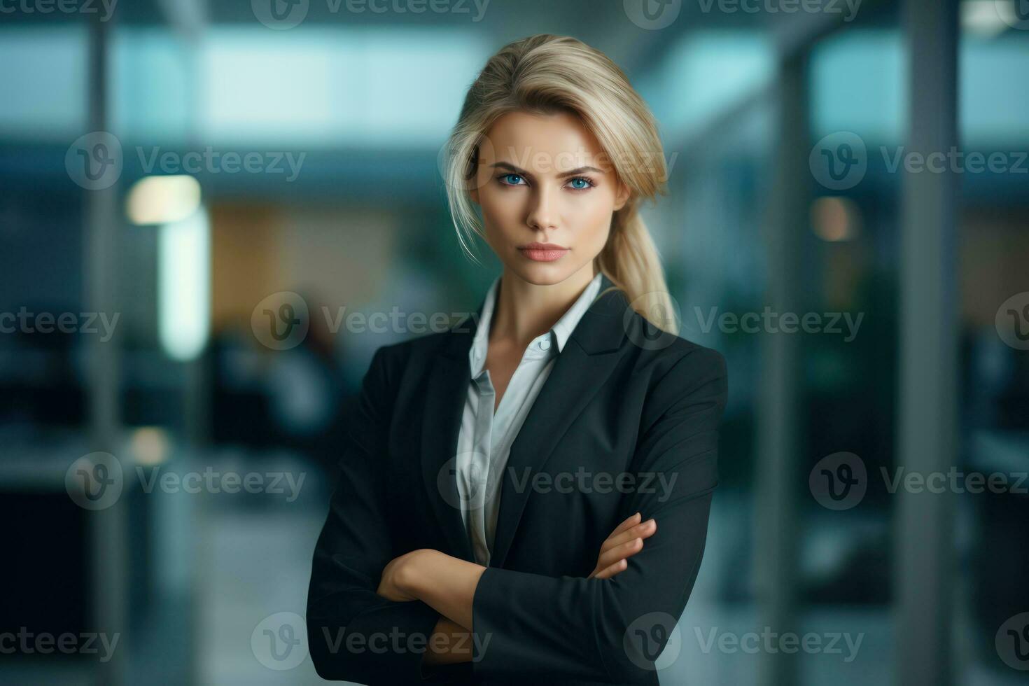 Close up of a professional business woman portrait on blur background. Business manager concept. AI Generated photo