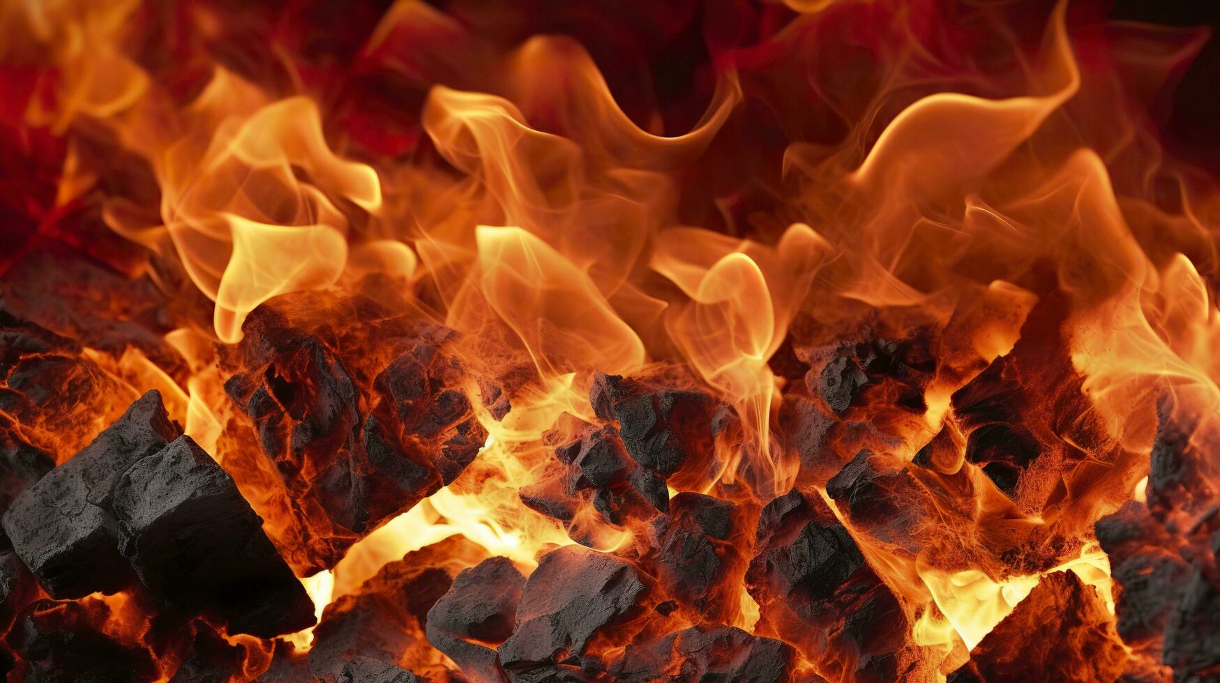 Burning coals from a fire abstract background. AI Generative photo