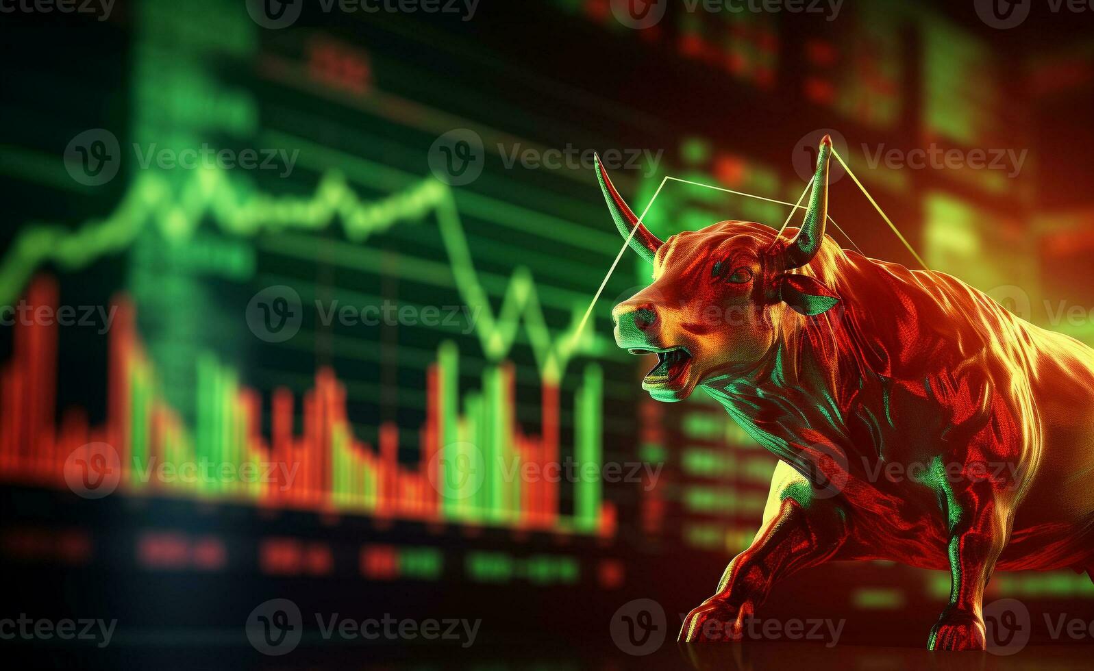 Stock bull market design concept background, AI Generated. photo